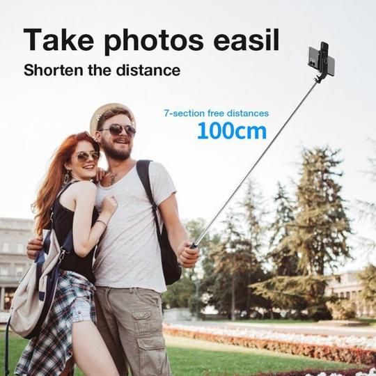 Capture your best angles effortlessly: 6 in 1 Wireless Bluetooth Selfie Stick!