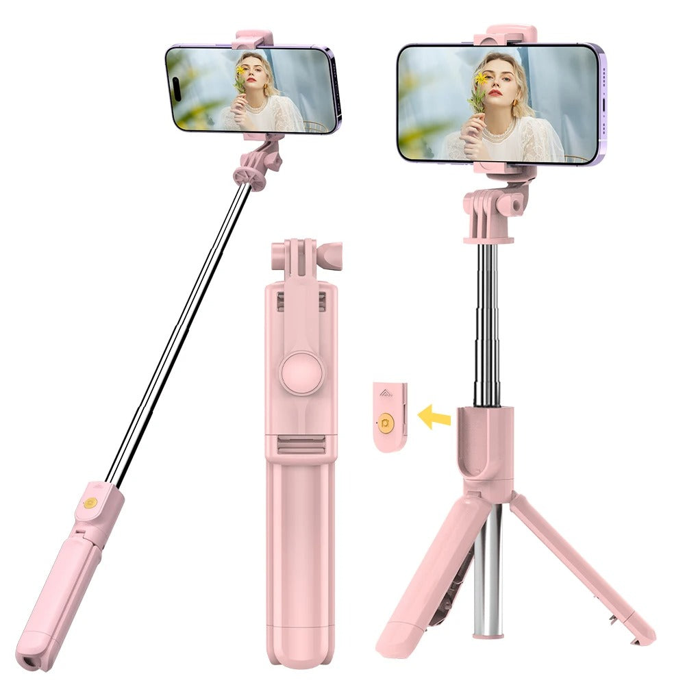 Capture your best angles effortlessly: 6 in 1 Wireless Bluetooth Selfie Stick!