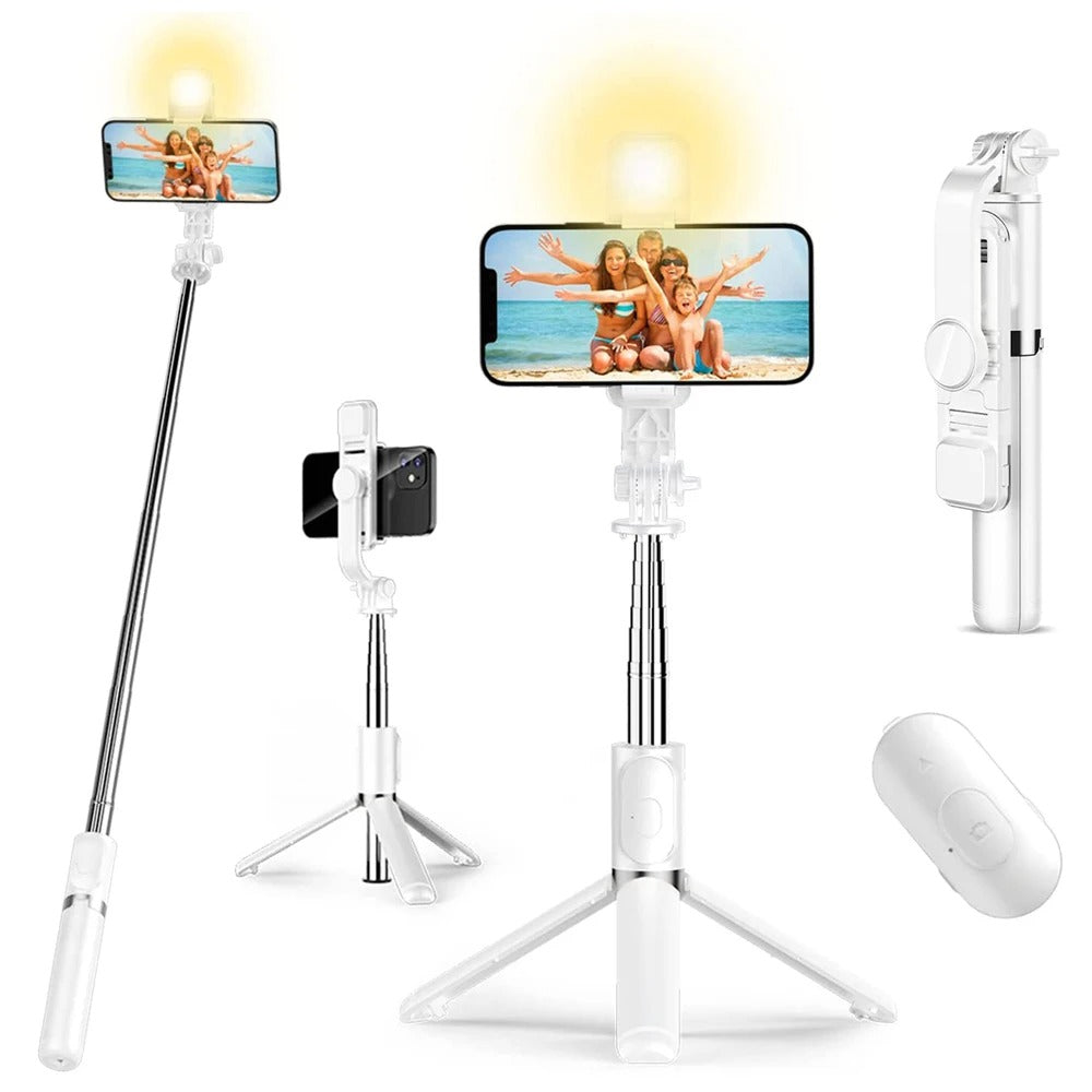 Capture your best angles effortlessly: 6 in 1 Wireless Bluetooth Selfie Stick!